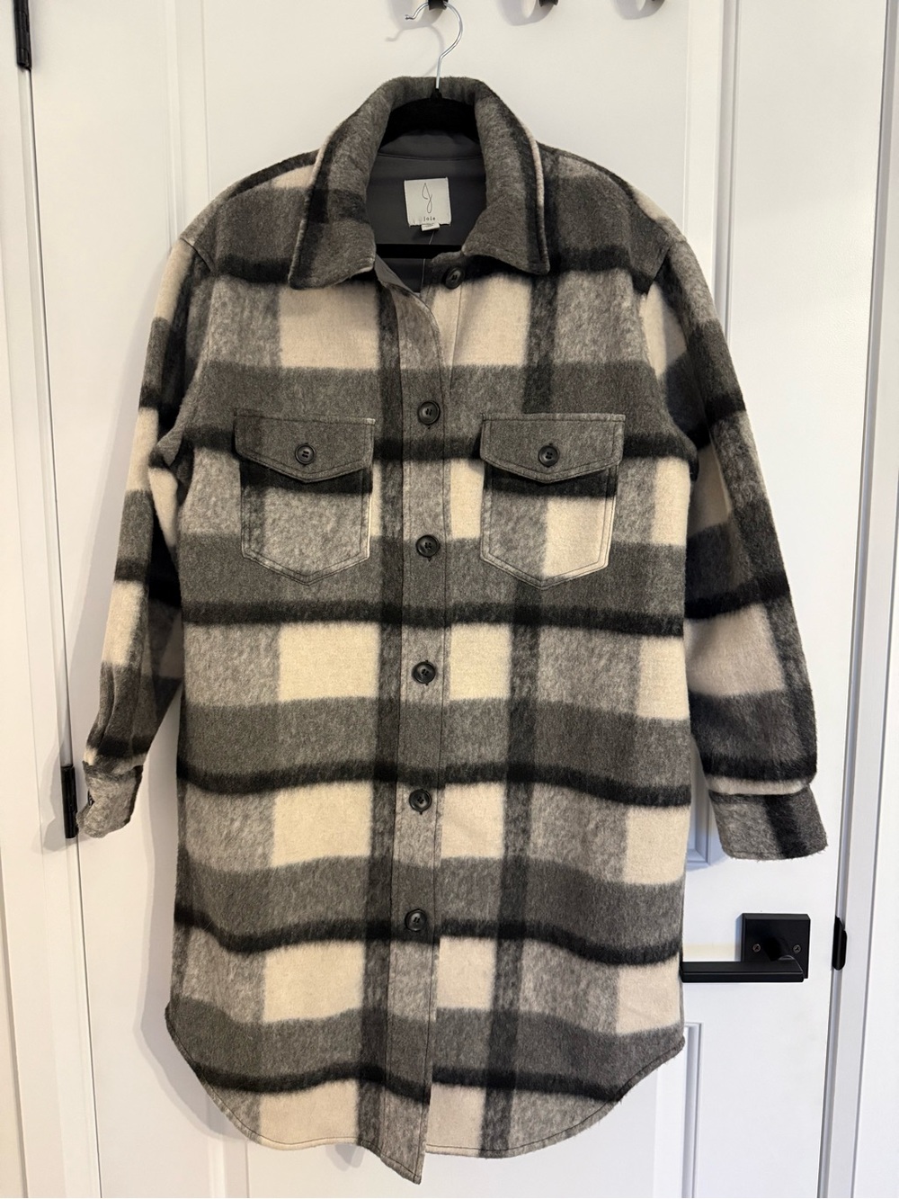 Joie Black & Cream Plaid Oversized Shacket
